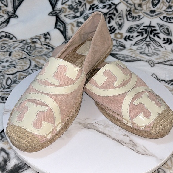 Tory Burch Shoes - Tory Burch Weston Flat Espadrille Rose Women's Size 7 Two-tone Canvas Slip On